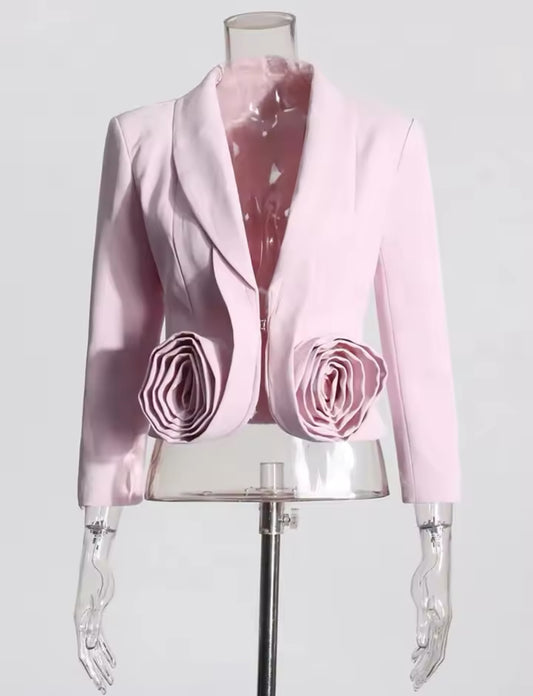 Rose Accent Crop Blazer