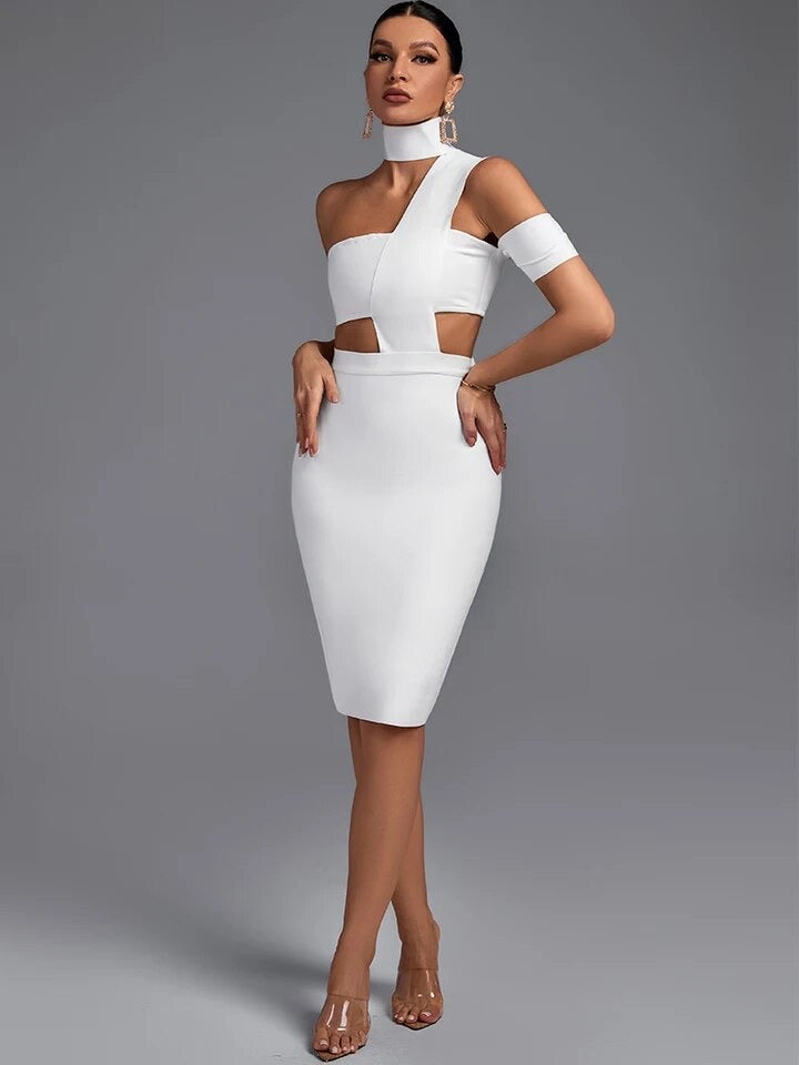 Chic Cutout All White Midi Dress