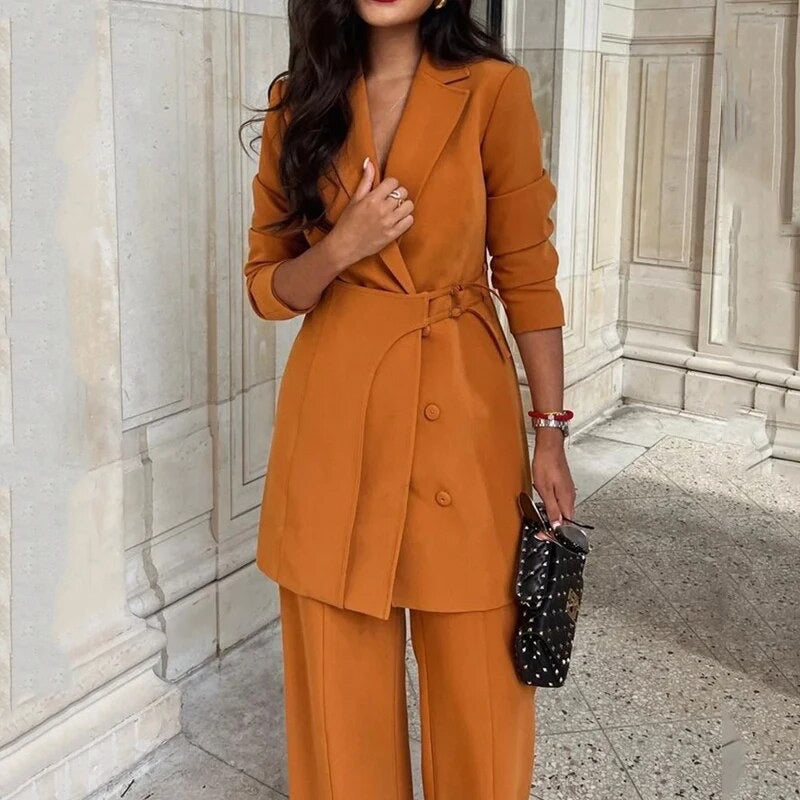 Two Piece Cross Jacket Suit