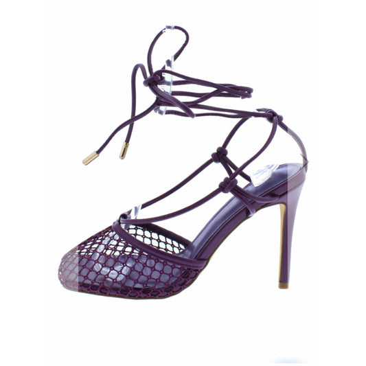 Plum Mesh Square Toe Ghillie Lace Up Heel